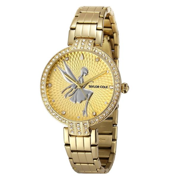 

taylor cole horloges vrouwen luxury gold crystal case lady slim quartz steel band bracelet clock women watch gift box / tc091, Slivery;brown