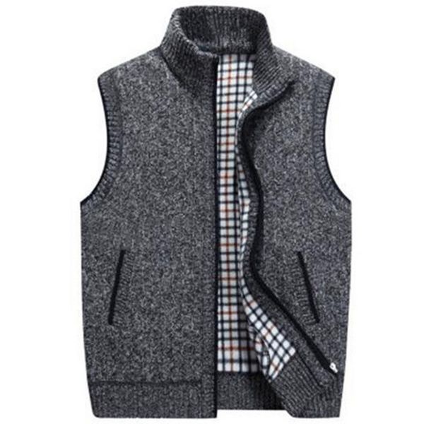 PUIMENTIUAGilet invernali da uomo in lana gilet Gilet lavorato a maglia senza maniche da uomo 2019 Nuovo maglione in pile caldo Taglie forti