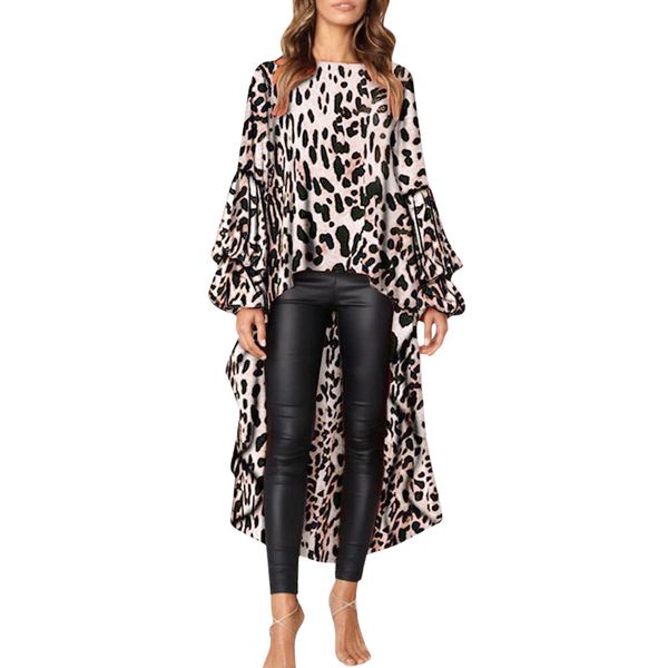 

womens and blouses streetwear leopard print long blouse women fashion long sleeve ladies korean clothes 2019, White