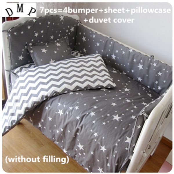 

promotion 6/7pcs crib baby bedding set animal baby nursery cot bedding crib bumper,120*60/120*70cm
