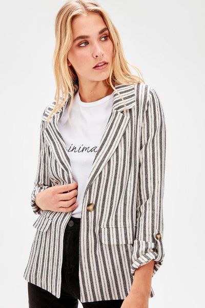 

trendyol black striped jacket twoaw20ce0062, Black;brown