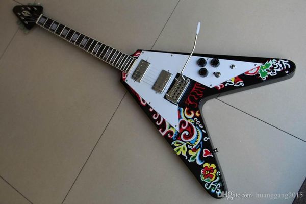 

wholesale new arrival gibsonflying v jimi hendrix psychedelic 1967 flying v electric guitar colorful 120326