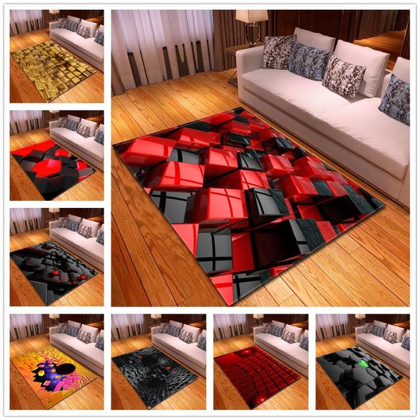 

nordic style большой размер ковер фланелевый геометрический узор 3d ковры для гостиной спальни коврики кофейный стол противоскользящие коври
