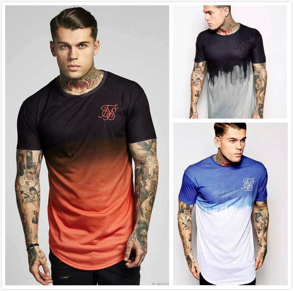 

mens gradient short sleeved tee summer fashion digital printed t shirts letter printed, White;black