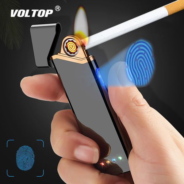 

metal strip ultra-thin cigarette lighter car accesories usb charger adapter windproof electronic double-sided touch induction