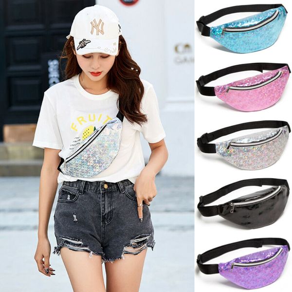 

women waist fanny pack glitter holiday belt wallet bum travel bag pouch fashion casual waterproof multifunction sport shoulder