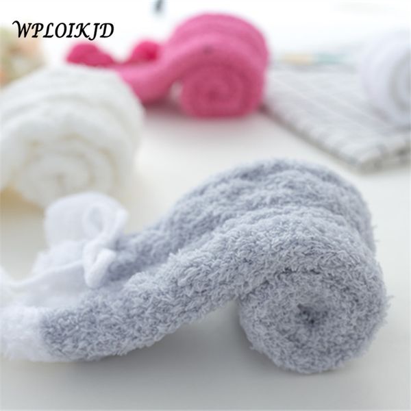

wploikjd] women fluffy velvet fuzzy warm soft bed socks novelty female kawaii comfortable fluffy crew cozy solid ankle sock sox, Black;white