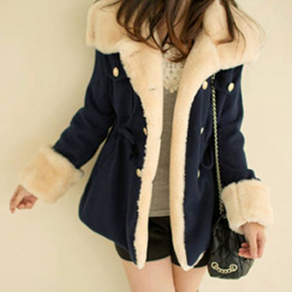 

winter women's mid length faux lamb wool lined jacket coat female thick warm fashion coat brand new 2019 plus size 3 color, Black