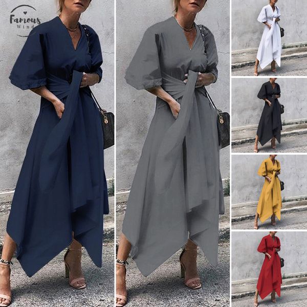 

summer dress short sleeve 2020 women vintage v neck asymmetrical high waist long maxi dress plus size ol sundress party vestido, Black;gray