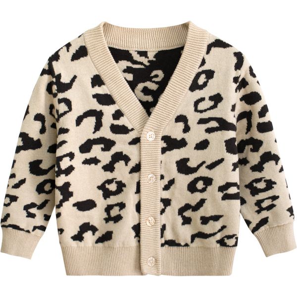 

1-9y baby autumn winter clothing baby girls warm sweaters coats leopard long sleeve single breasted v neck causal outfits, Blue