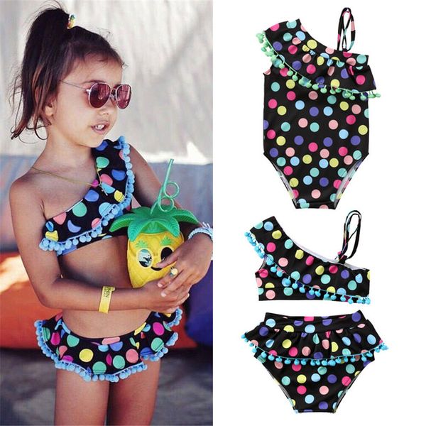 

cute 2-7y kids baby girls multicolor polka dot swimsuit swimwear bathing suit tankini bikini set one piece two piece suit