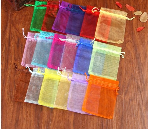 

100 pcs/lot 9x12 Jewelry Organza Gift Bags Jewelry Packing Drawable Christmas Wedding Gift Bags Pouches Packaging Bags