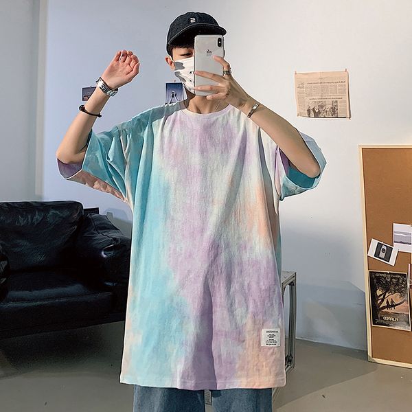 

summer short sleeved t-shirt mens fashion hiphop tie-dyed tee hip hop lovers half-sleeved tshirt popular brand mens clothing, White;black