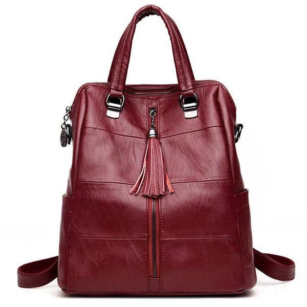 

women's backpack washable stitching fashion backpack korean tassel shoulder bag