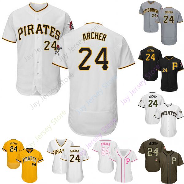 

2019 Pittsburgh 24 Chris Archer Jersey Pirates Jerseys Cool Base Flexbase Home Away White Black Red Grey Pullover Button Men Women Youth