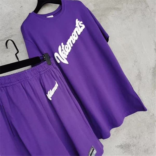

vetements men's suit 2020 women purple milk t-shirts shorts vetements suit good quality cotton summer vtm, Gray
