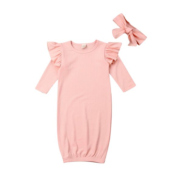 Toddler Baby Girls Solid Swaddle Wrap Long Sleeve Sleeping Bag