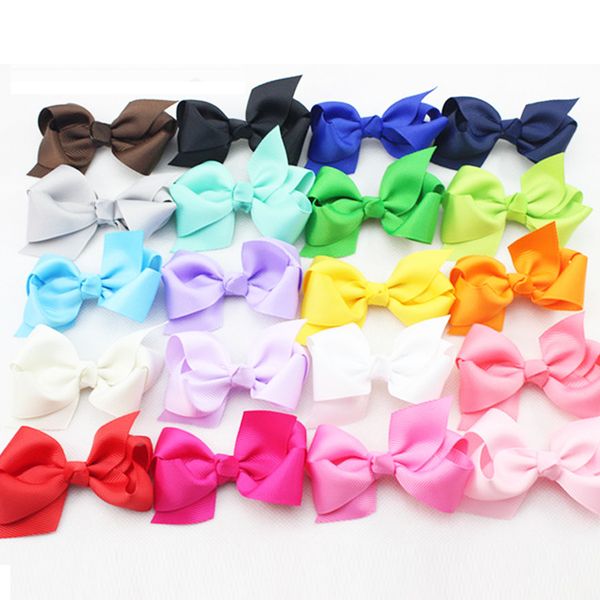 

grosgrain ribbon hair bows clips flower double plug clips hairpin baby girl bowknot elastic bobbles hair band accessories kids hd3201, Slivery;white