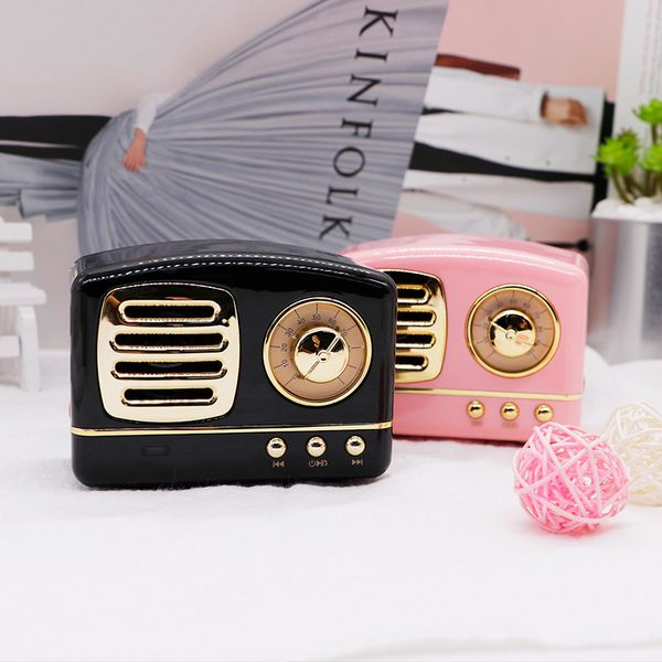 

hm11 mini bluetooth speakers portable retro radio vintage nostalgic heavy bass 3d stereo surround hifi sound effects tf usb fm aux