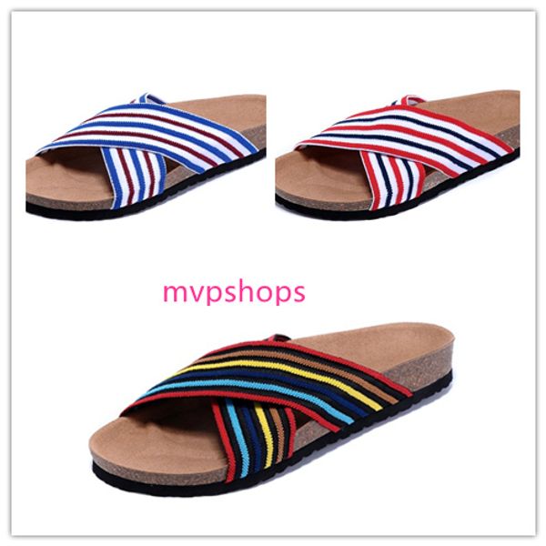 

drop shipping brand flat heel sandals for men women wholesale summer beach casual shoes elastic band slippers