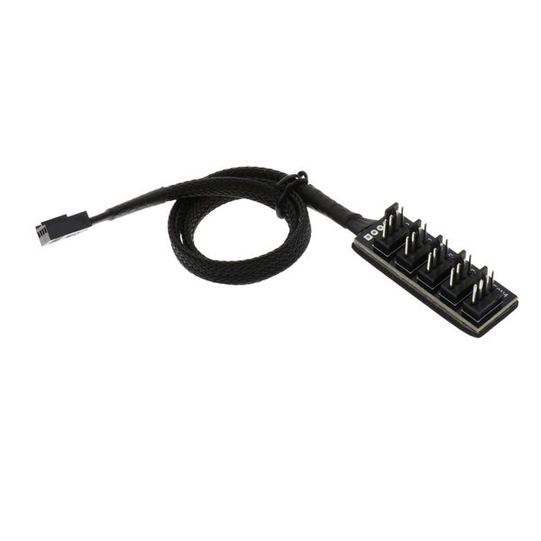 

computer cooler fans splitter hub 1 female to 5 way male 4-pin/3-pin hub black