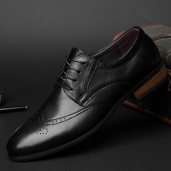 

fashion genuine leather men shoes breathable england korean men's youth pointed dress business dress casual wedding party shoes, Black