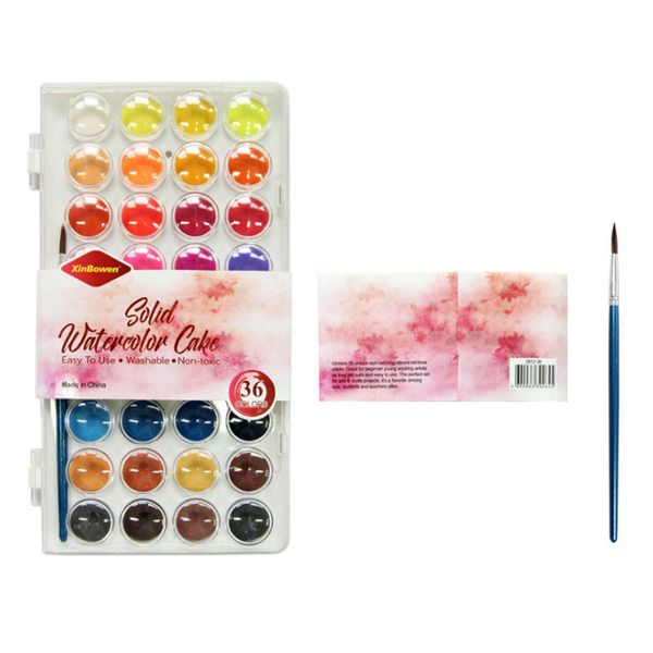 

36 colors professional solid watercolor cake outdoor fundamentals painting pigment portable children kids sketch art tools ing