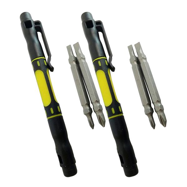 

2 set durable repair tools 4-in-1 bi-material double ended pocket screwdriver