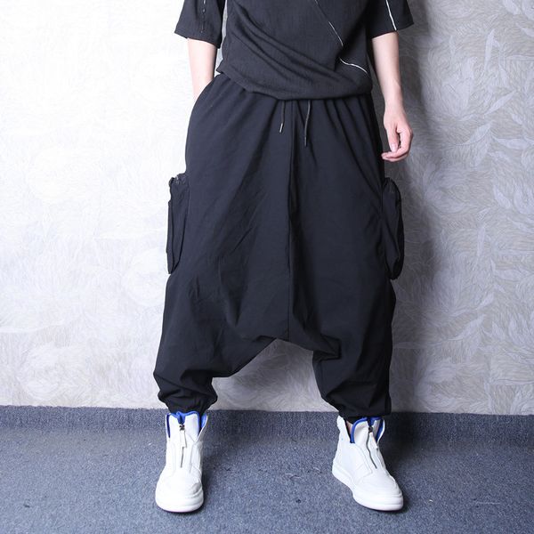 

2020 новых мужские мода случайных штаны низменных шаровар мужской личность большого карман хип-хоп висят шаровары, Black