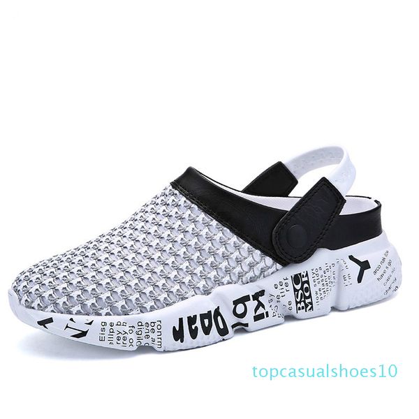 

2019 new plus size 39-46 men sandals summer breathable air mesh men lighted slippers outdoor beach mens shoes leisure slippers, Black