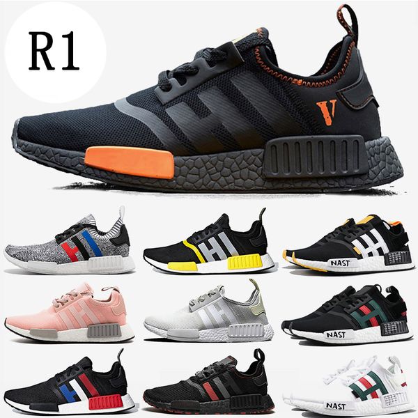 

2020 wholesale men women running shoes designer nmd r1 triple black japan white trainers breathable sport sneakers 36-45, White;red