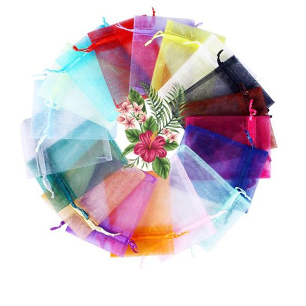 

500pcs ornament bag organza bags jewelry packaging bags wedding party decoration favors drawable gift & pouches, Pink;blue