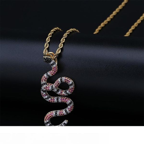 

подвесные ожерелья ювелирные изделия роскошная мода высокое качество bling zirocn ожерелья изысканный 18k позолоченный змея хип хоп ожерелье, Silver