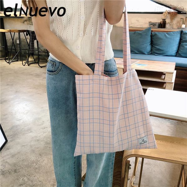 

new lattice printing shopping bag simple leisure beach bag student shoulder daily use handbag large capacity tote