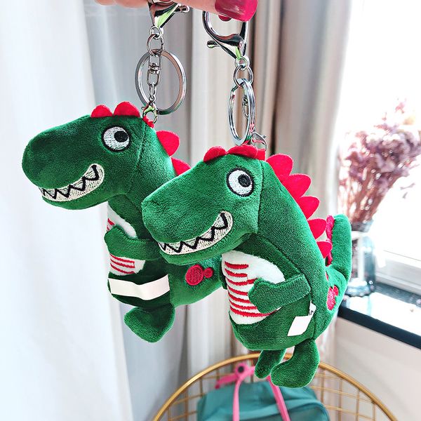 

cute plush staring dinosaur keychain ins tide jewelry douyin same bag pendant gift, Silver