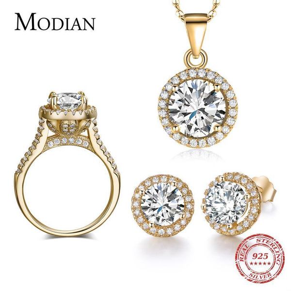 

90% скидка свадебные ювелирные изделия наборы для невест 925 стерлингового серебра комплект цвета золота серьги кольца ожерелья bridal ювели, Silver