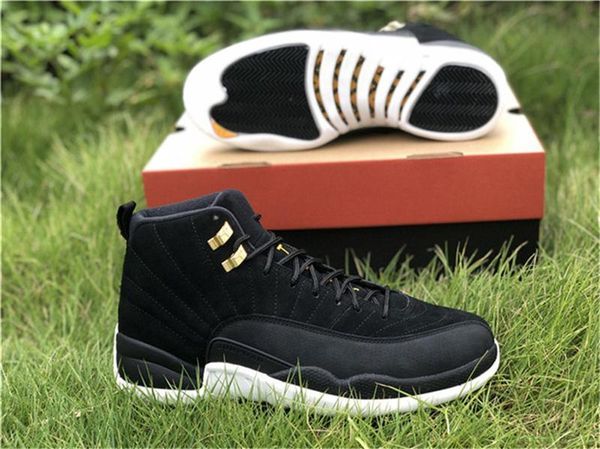 

2020 air authentic 12 reverse taxi metallic gold black white mens basketball shoes 130690 -017 real carbon fiber running sneakers size 7