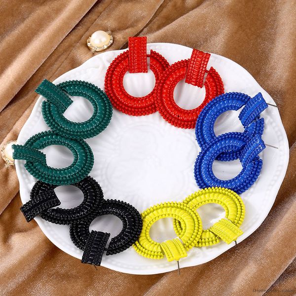 

Geometric Round Metal Earrings Women Wholesale Paint Effect Earrings European And American Fashion Jewelry