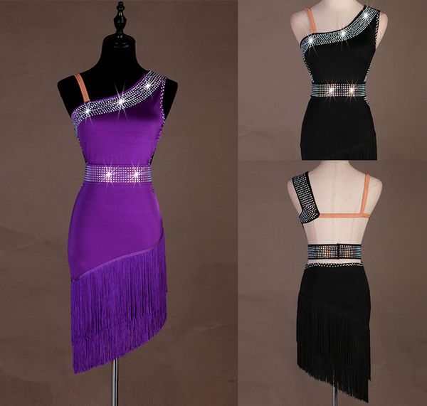 

latin competition dance skirt women professional samba latin tassel dancing wear lady's black rumba tassel dress, Black;red