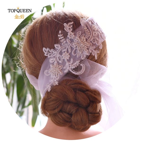 

ueen wsl03 100% handmade lace headband bridal wedding veil pearl hairpiece bride veil headpieces bridal hair accessories