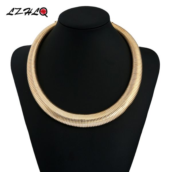 

lzhlq exaggerated jewelry punk metal round choker necklace statement women jewelry collier female necklace, Silver