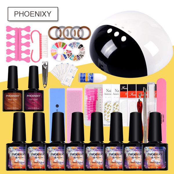 

full manicure set of nail kit set 24w led lamp soak off uv gel nail polish kit 10ml gel polish for art extension