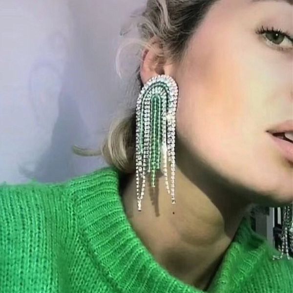 

2019 New Women Fashion Full Acrylic Crystal Beads Tassel Dangle Earrings Jewelry Accessories Big Statement Earrings Accessories