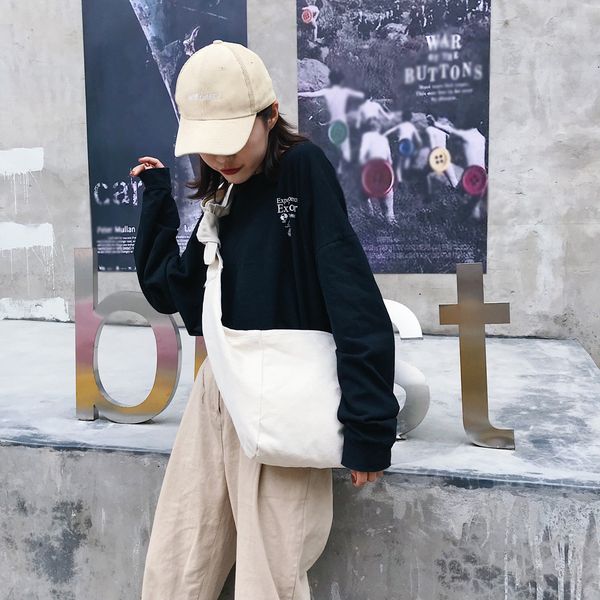 

women bag 2019 new fashion messenger bags canvas tie knotted dumplings bags shoulder slung female bag student pack bolso mujer