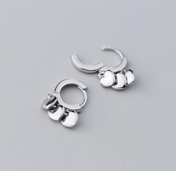 

925 solid sterling silver silver lovely tiny heart huggie hoop earrings women a1170, Golden;silver