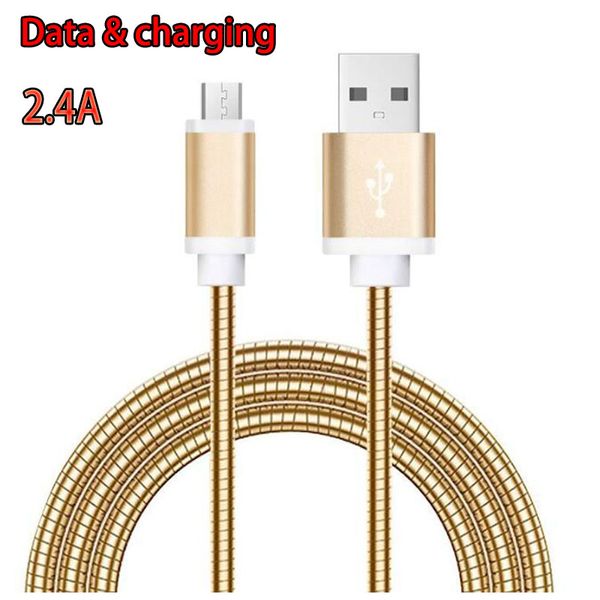 USB-кабели для быстрой зарядки, 2,4 А, 1 м, 3 фута, металлическая пружина, кабель для передачи данных мобильного телефона, зарядный кабель для S10 ПРИМЕЧАНИЕ 10 HUAWEI P20 PRO