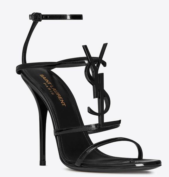 

with box brand new shoes woman summer buckle strap rivet sandals high-heeled shoes pointed toe fashion luxury single high heel 10cm 8cm, Black
