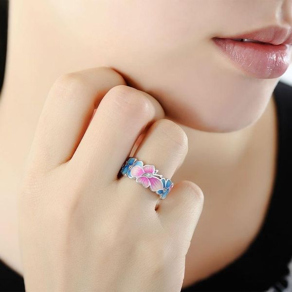 

imixlot colorful flower ring orchid buds flower & butterfly animal finger rings for women silver color jewelry, Slivery;golden
