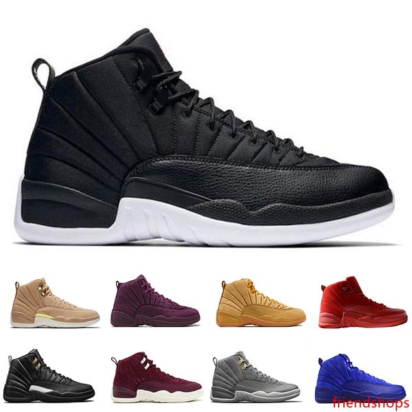 

12 12s men basketball shoes wheat dark grey bordeaux flu game the master taxi playoffs french blue wool barons wolf grey sport sneakers