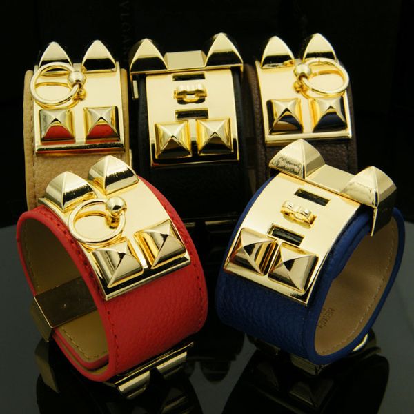 

charm h bracelet wide gold buckle leather pu bracelets bangles for women men punk femme pulseira feminina masculina jewelry, Black